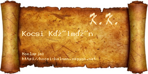 Kocsi Kálmán névjegykártya